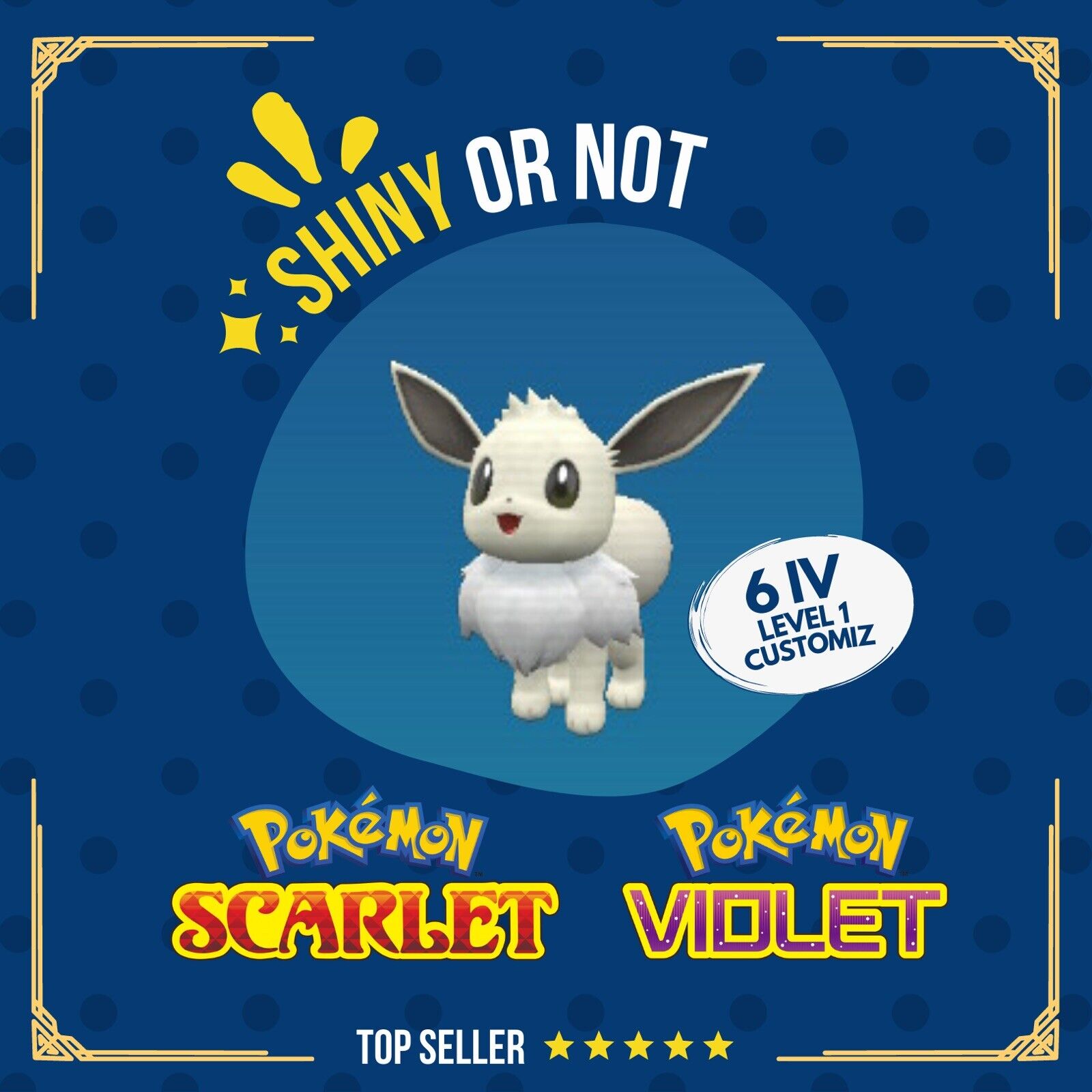 Eevee Shiny or Non ✨ 6 IV Customizable Nature Level OT Pokémon Scarlet Violet by Shiny Living Dex | Shiny Living Dex