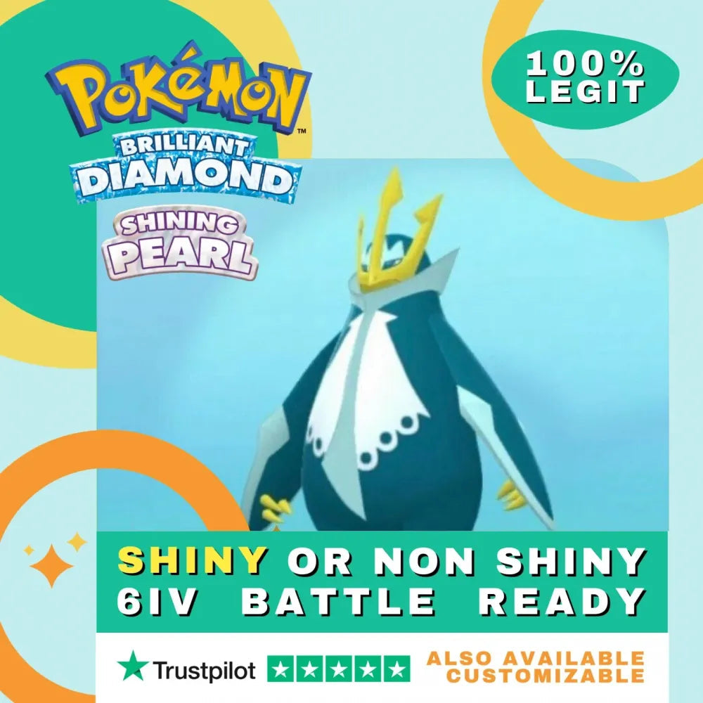 Empoleon Shiny ✨ or Non Shiny Pokémon Brilliant Diamond Shining Pearl Battle Ready 6 IV Competitive 100% Legit Level 100 Customizable Custom OT by Shiny Living Dex | Shiny Living Dex