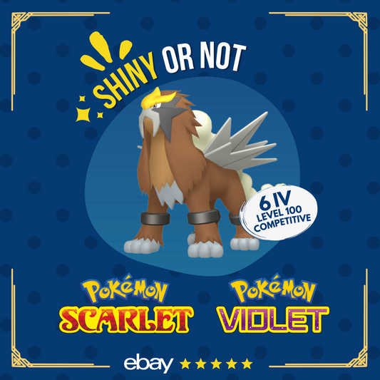 Entei Shiny or Non ✨ 6 IV Competitive Customizable Pokémon Scarlet Violet by Shiny Living Dex | Shiny Living Dex