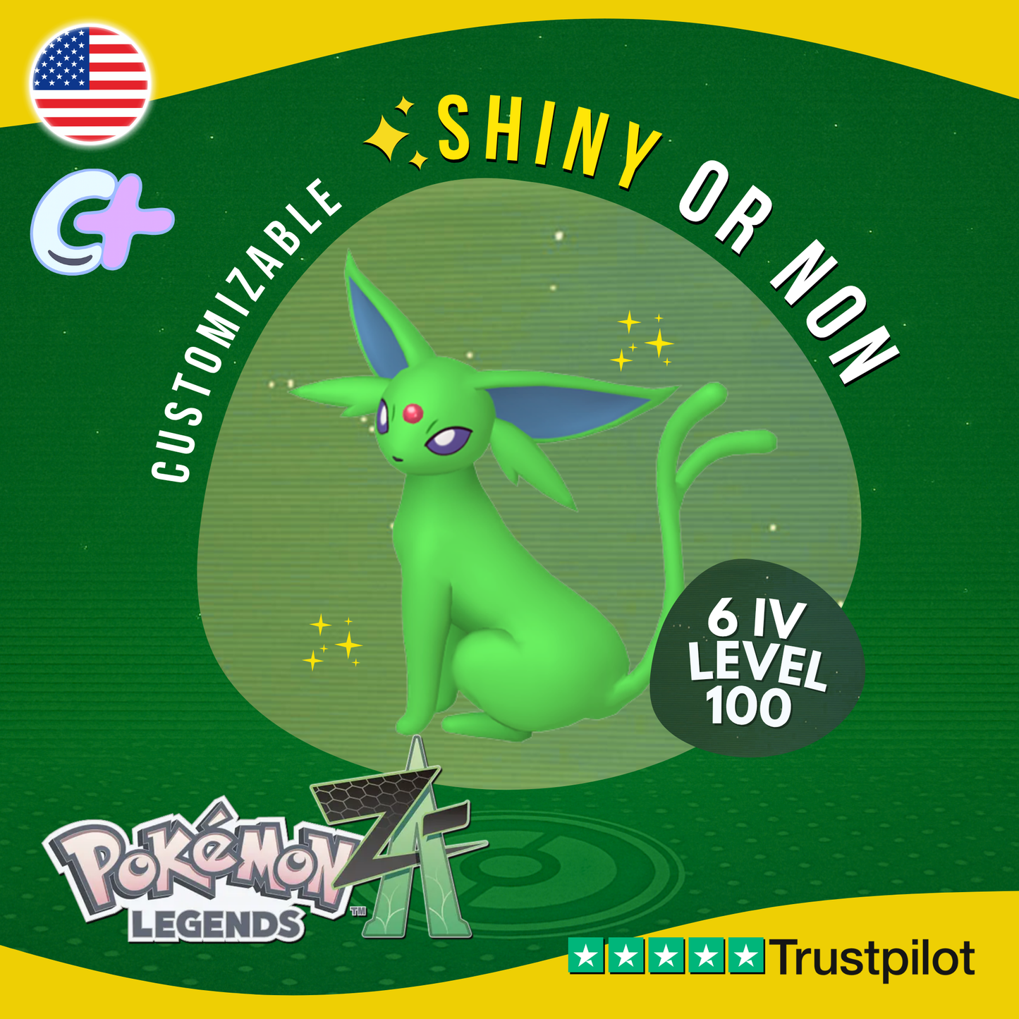 Espeon Shiny or Non ✨6 IV Pokémon Legends Z-A Competitive Customizable ZA Z A