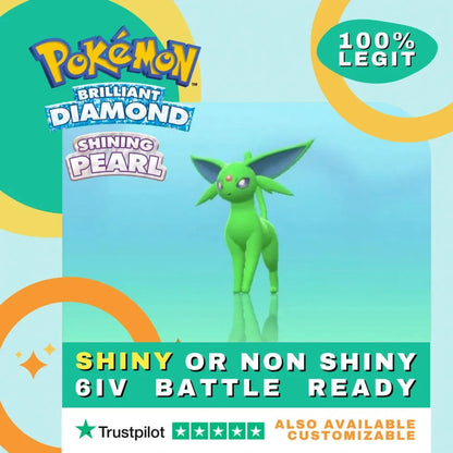 Espeon Shiny ✨ or Non Shiny Pokémon Brilliant Diamond Shining Pearl Battle Ready 6 IV Competitive 100% Legit Level 100 Customizable Custom OT by Shiny Living Dex | Shiny Living Dex