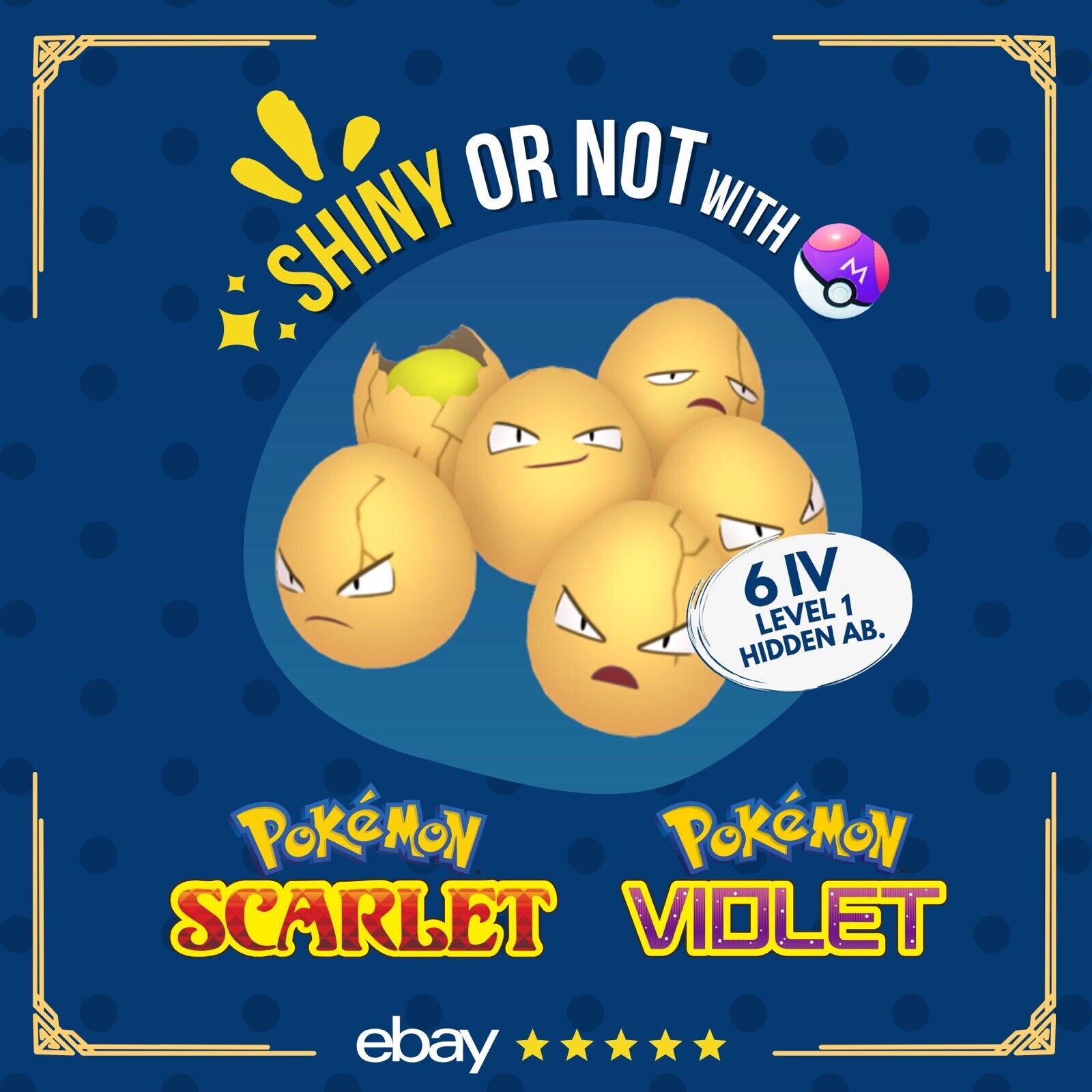 Exeggcute Shiny or Non 6 IV Customizable Nature Level OT Pokémon Scarlet Violet by Shiny Living Dex | Shiny Living Dex