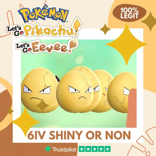 Exeggcute Shiny ✨ or Non Shiny Pokémon Let's Go Pikachu Eevee Level 1 Legit 6 IV 100% Legal from GO Park Customizable Custom OT by Shiny Living Dex | Shiny Living Dex