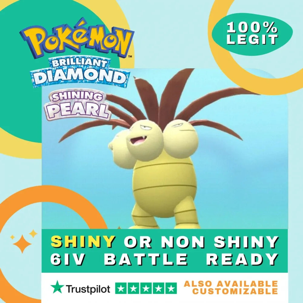 Exeggutor  Shiny ✨ or Non Shiny Pokémon Brilliant Diamond Shining Pearl Battle Ready 6 IV Competitive 100%  Legit Level 100 Customizable Custom OT