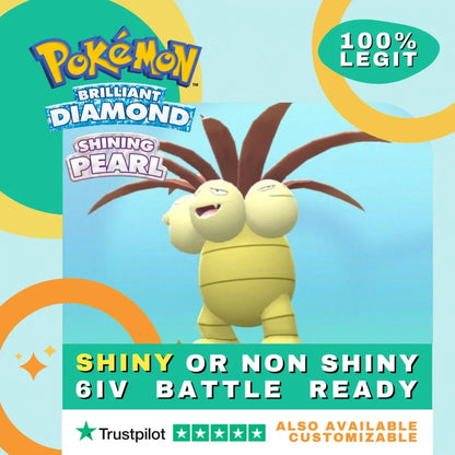 Exeggutor  Shiny ✨ or Non Shiny Pokémon Brilliant Diamond Shining Pearl Battle Ready 6 IV Competitive 100%  Legit Level 100 Customizable Custom OT