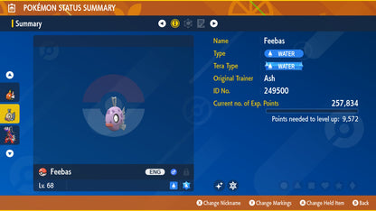 Feebas Shiny Event Prideful Mark Arrogant Untouched IV Pokémon Scarlet Violet