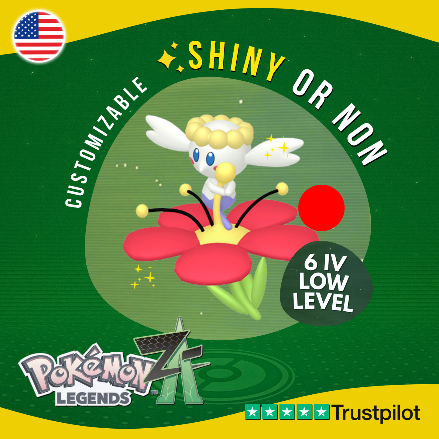 Flabébé Red Shiny or Non ✨ 6 IV Pokémon Legends Z-A Legit Customizable ZA Z A