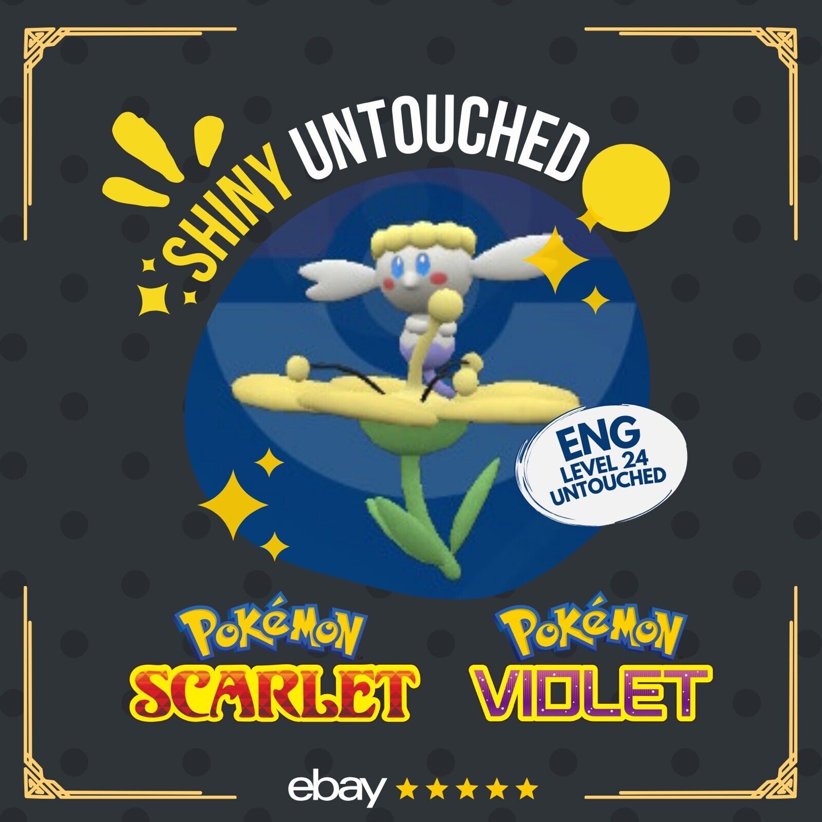 Flabebe Yellow 🟡 Shiny Event Mass Outbreak Untouched Pokémon Scarlet Violet ENG Shiny by Shiny Living Dex | Shiny Living Dex