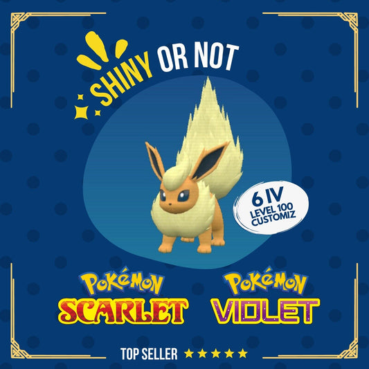 Flareon Shiny or Non ✨ 6 IV Competitive Customizable Pokémon Scarlet Violet 🟣🟠 by Shiny Living Dex | Shiny Living Dex