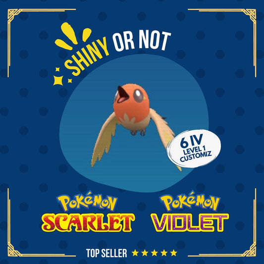 Fletchling Shiny or Non ✨ 6 IV Customizable Nature Level Pokémon Scarlet Violet by Shiny Living Dex | Shiny Living Dex