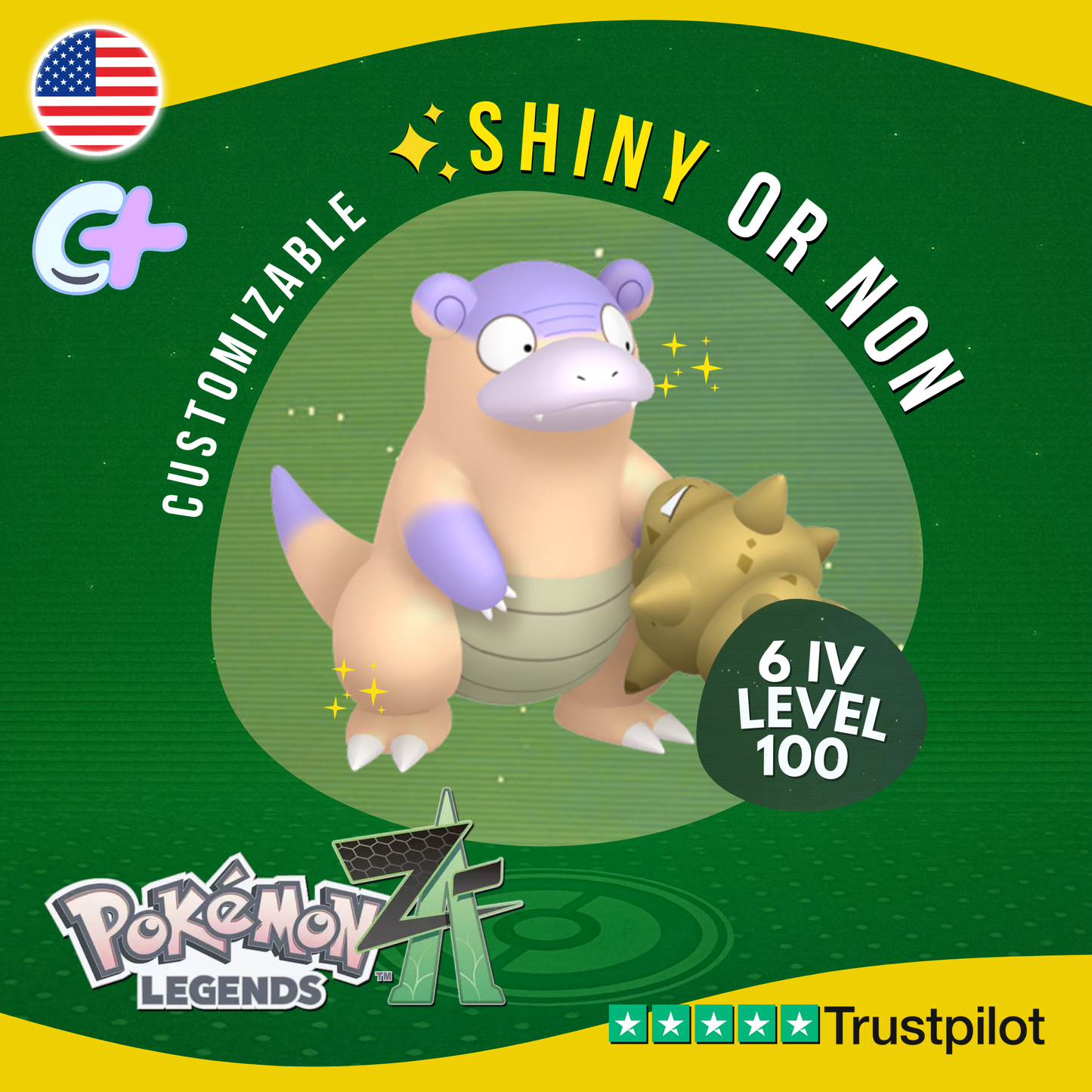 Galarian Slowbro Shiny or Non Shiny 6 IV Pokémon Legends Z-A Customizable ZA Z A