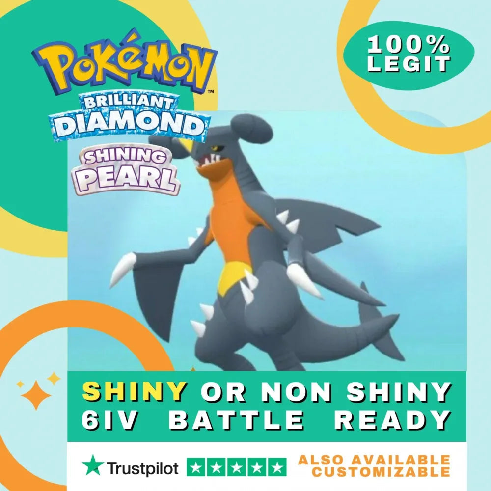 Garchomp Shiny ✨ or Non Shiny Pokémon Brilliant Diamond Shining Pearl Battle Ready 6 IV Competitive 100% Legit Level 100 Customizable Custom OT by Shiny Living Dex | Shiny Living Dex