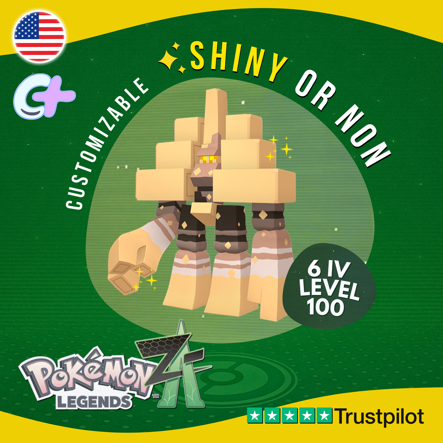Garganacl Shiny or Non ✨6 IV Pokémon Legends Z-A Competitive Customizable ZA Z A
