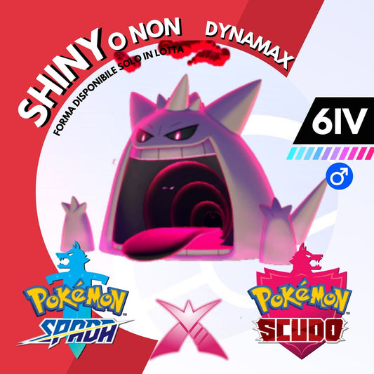Gengar Gigantamax Dynamax Shiny o Non 6 IV Pokemon Spada Scudo Sword Shield