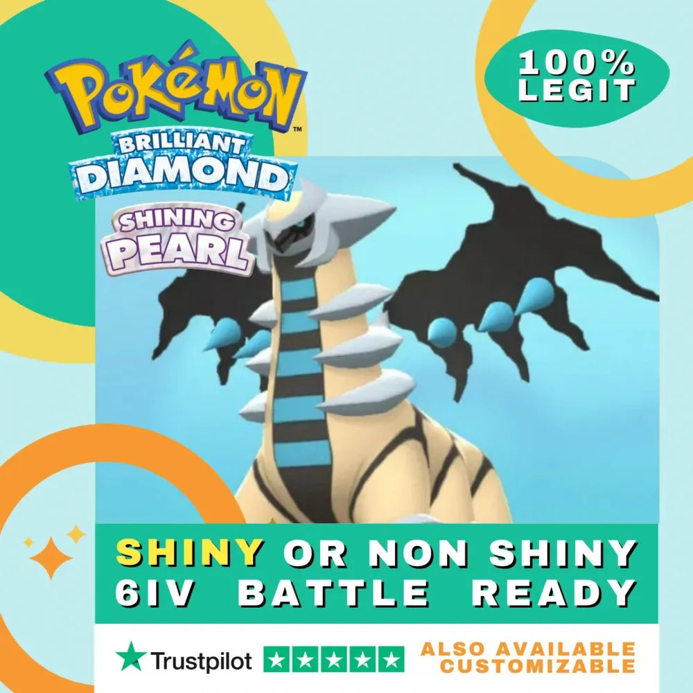 Giratina Shiny ✨ or Non Shiny Pokémon Brilliant Diamond Shining Pearl Battle Ready 6 IV Competitive 100% Legit Level 100 Customizable Custom OT by Shiny Living Dex | Shiny Living Dex