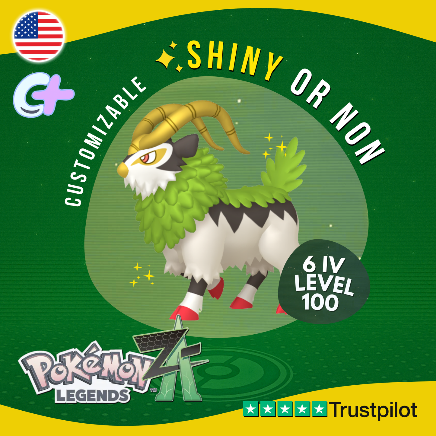 Gogoat Shiny or Non ✨6 IV Pokémon Legends Z-A Competitive Customizable ZA Z A