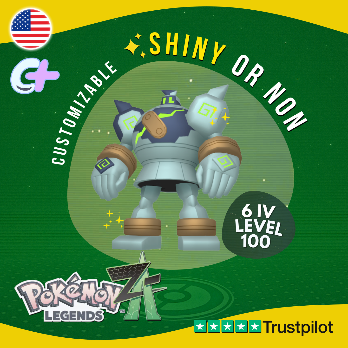 Golurk Shiny or Non ✨6 IV Pokémon Legends Z-A Competitive Customizable ZA Z A
