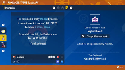 Goodra Unrivaled Tera Raid Event Mightiest Mark 6IV Pokémon Scarlet Violet