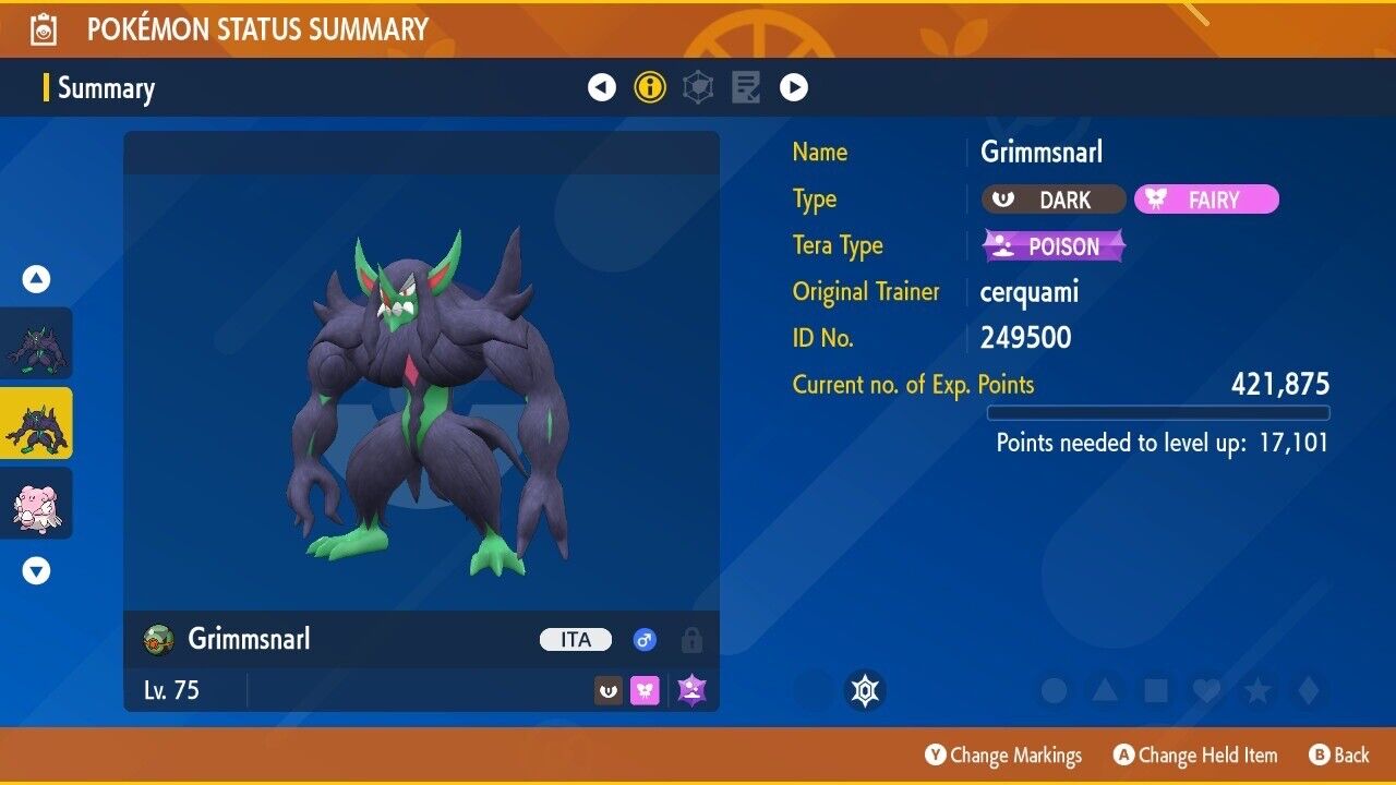 Grimmsnarl A Show of Supporters Tera Raid Event Untouched Pokémon Scarlet Violet Non Shiny Lv. 75 by Shiny Living Dex | Shiny Living Dex
