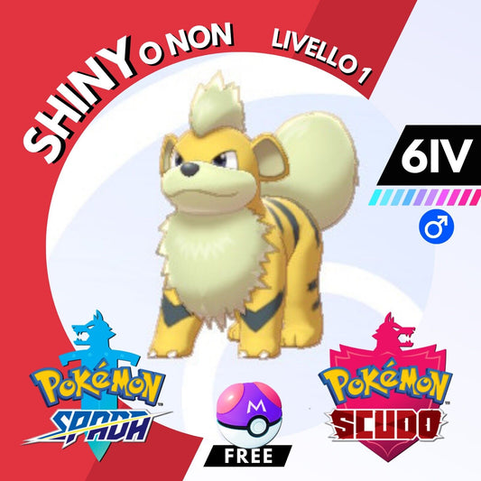 Growlithe Shiny o Non 6 IV e Master Ball Legit Pokemon Spada Scudo Sword Shield