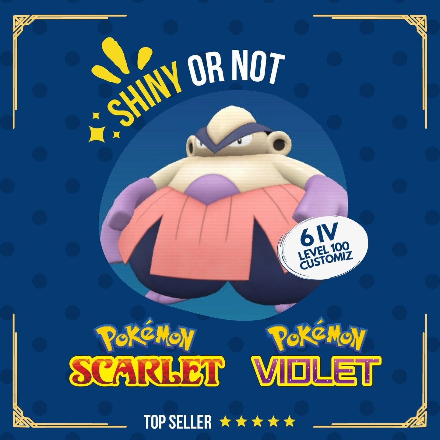 Hariyama Shiny or Non ✨ 6 IV Competitive Customizable Pokémon Scarlet Violet by Shiny Living Dex | Shiny Living Dex