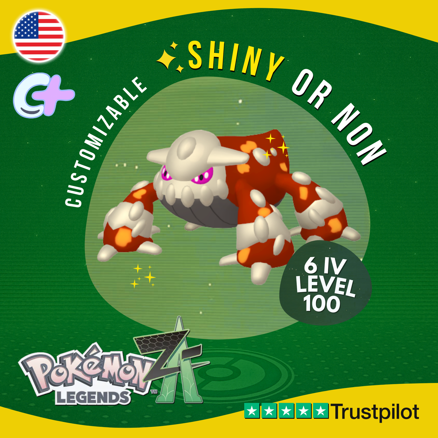 Heatran ✨ Shiny or Non Shiny 6 IV Pokémon Legends Z-A Custom Competitive ZA Z A