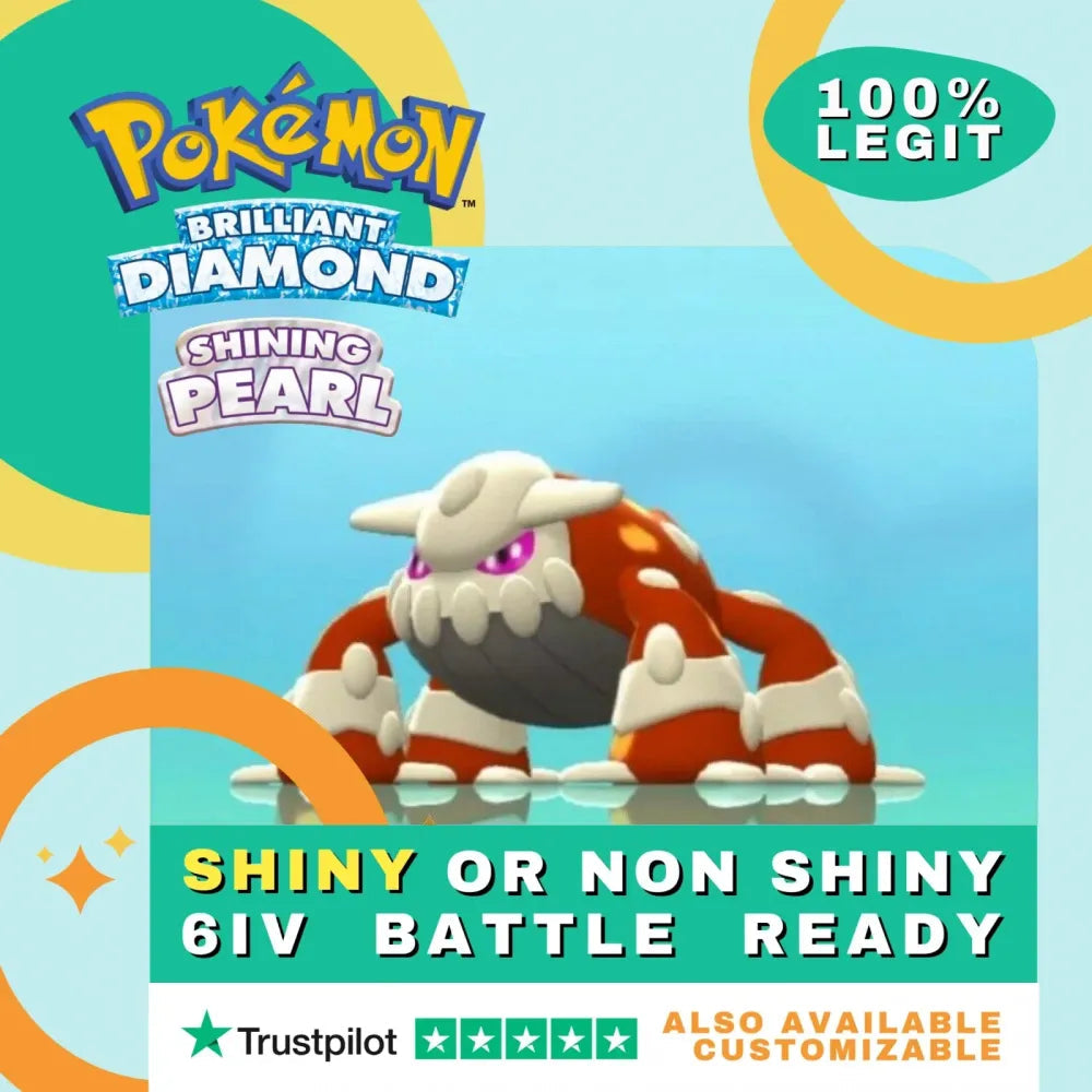 Heatran Shiny ✨ or Non Shiny Pokémon Brilliant Diamond Shining Pearl Battle Ready 6 IV Competitive 100% Legit Level 100 Customizable Custom OT by Shiny Living Dex | Shiny Living Dex