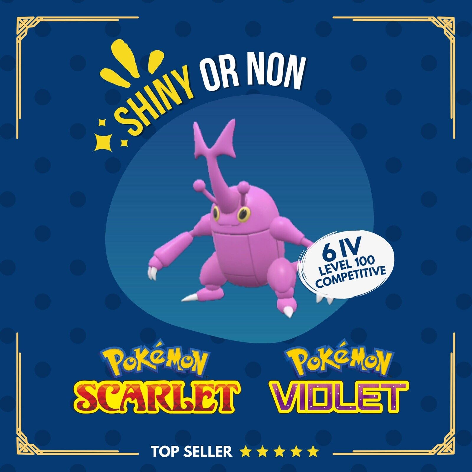 Heracross Shiny or Non ✨ 6 IV Competitive Customizable Pokémon Scarlet Violet by Shiny Living Dex | Shiny Living Dex