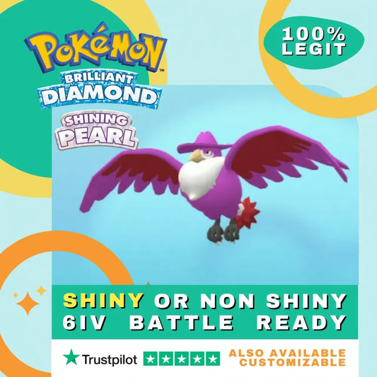 Honchkrow  Shiny ✨ or Non Shiny Pokémon Brilliant Diamond Shining Pearl Battle Ready 6 IV Competitive 100%  Legit Level 100 Customizable Custom OT