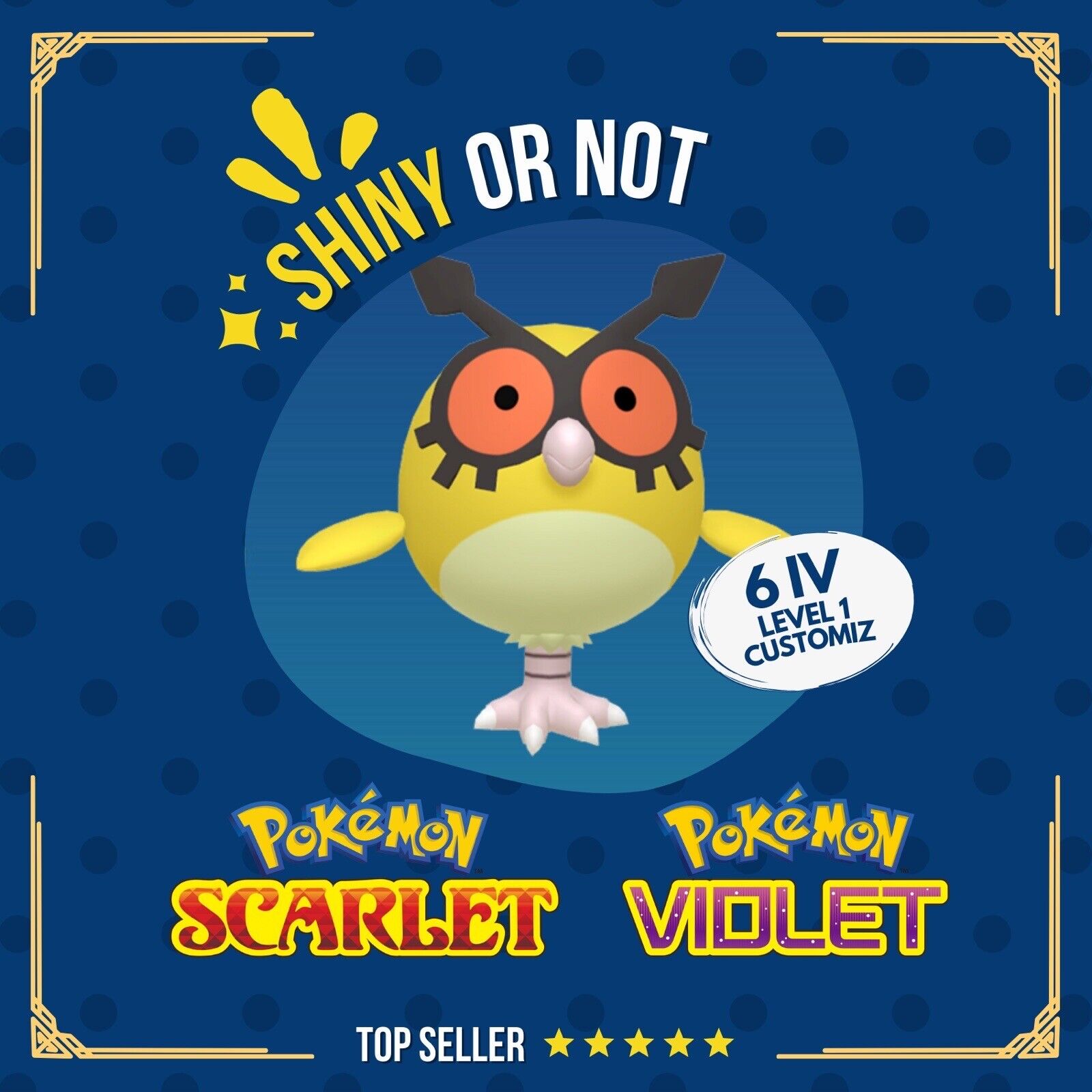 Hoothoot Shiny or Non ✨ 6 IV Customizable Nature Level OT Pokémon Scarlet Violet by Shiny Living Dex | Shiny Living Dex