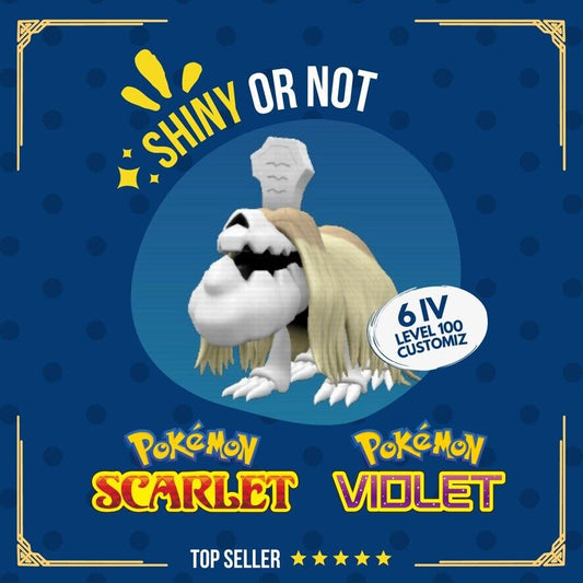 Houndstone Shiny or Non ✨ 6 IV Competitive Customizable Pokémon Scarlet Violet by Shiny Living Dex | Shiny Living Dex