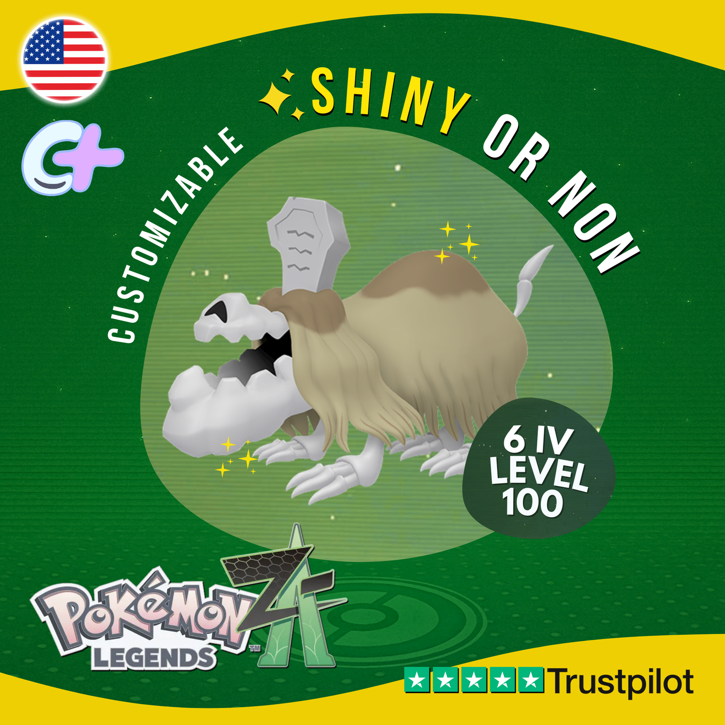 Houndstone Shiny or Non 6 IV Pokémon Legends Z-A Competitive Customizable ZA Z A