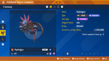 Hydreigon Unrivaled Tera Raid Event Mightiest Mark 6IV Pokémon Scarlet Violet