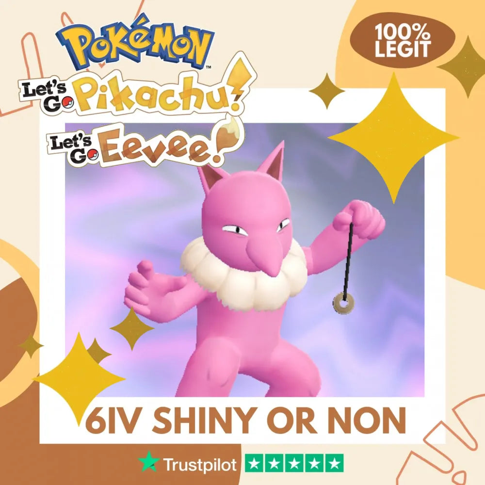 Hypno Shiny ✨ or Non Shiny Pokémon Let's Go Pikachu Eevee Level 100 Competitive Battle Ready 6 IV 100% Legit Legal Customizable Custom OT by Shiny Living Dex | Shiny Living Dex