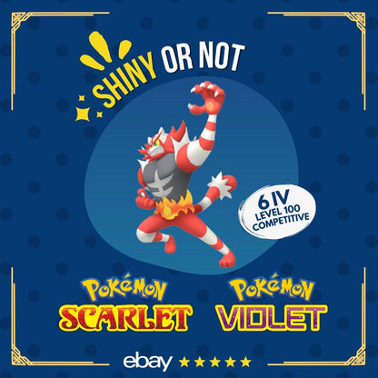 Incineroar Shiny or Non ✨ 6 IV Competitive Customizable Pokémon Scarlet Violet by Shiny Living Dex | Shiny Living Dex