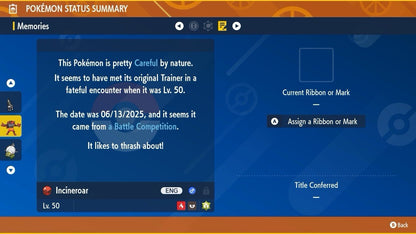 Incineroar Wolfe Championships Event 2025 Untouched IV Pokémon Scarlet Violet