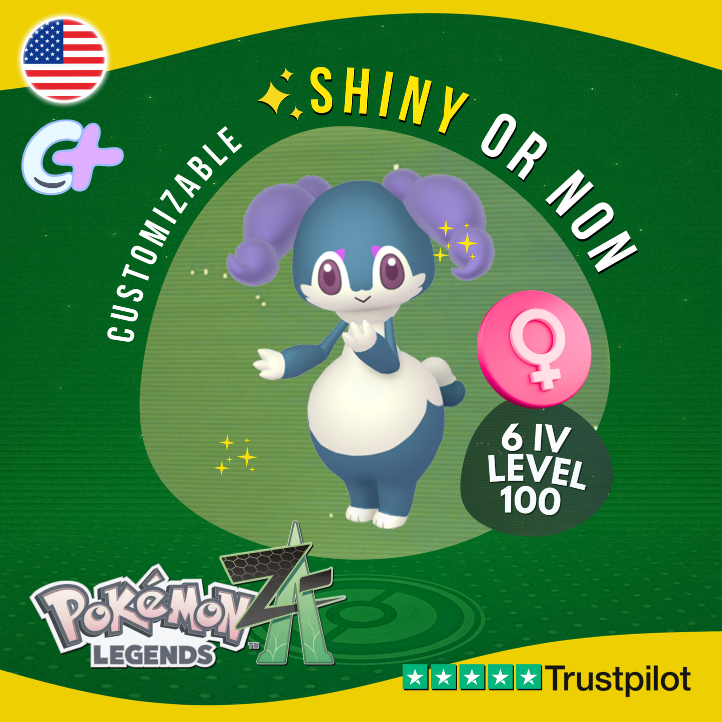Indeedee Female Shiny or Non 6IV Pokémon Legends Z-A Competitive Customizable ZA