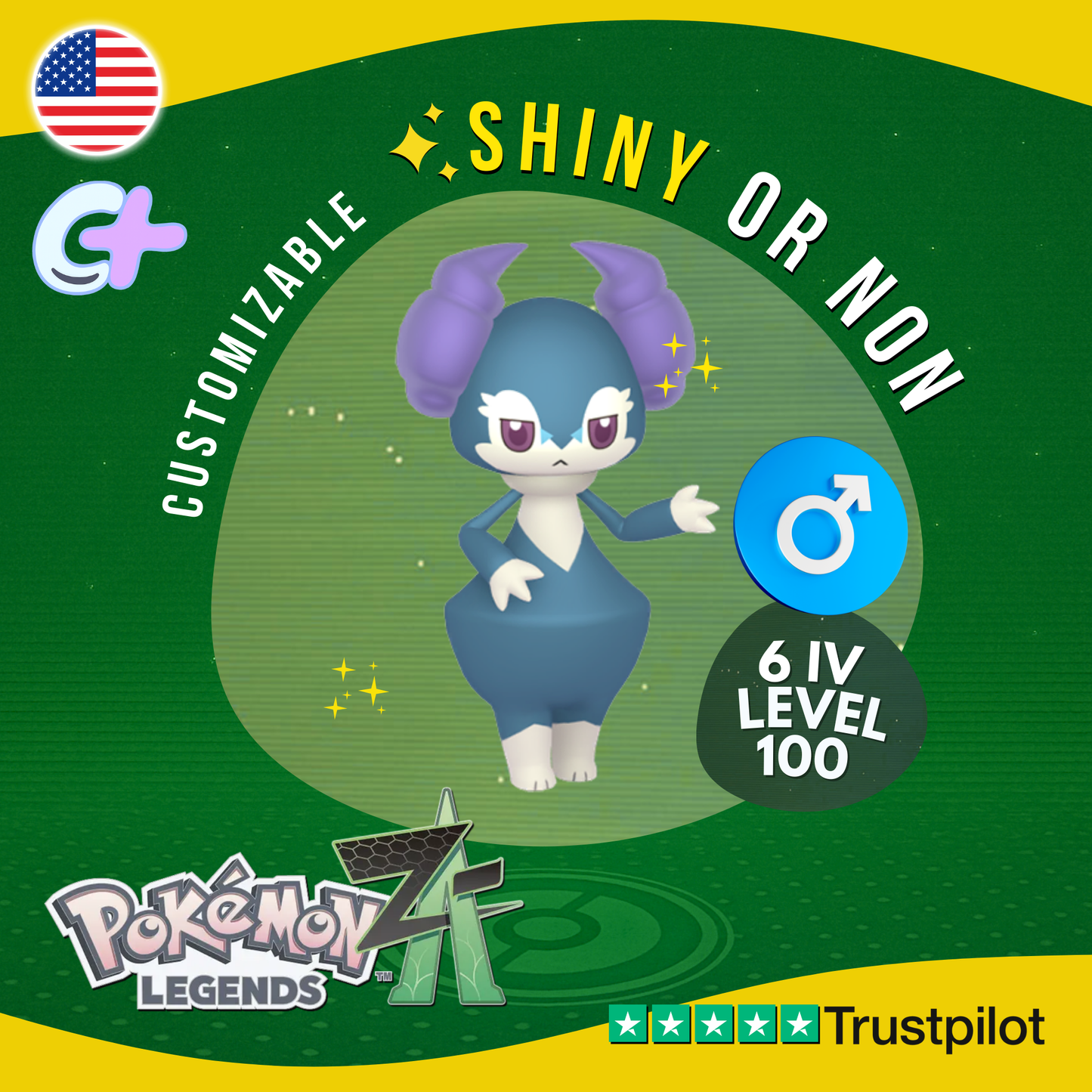 Indeedee Male Shiny or Non 6IV Pokémon Legends Z-A Competitive Customizable ZA Z