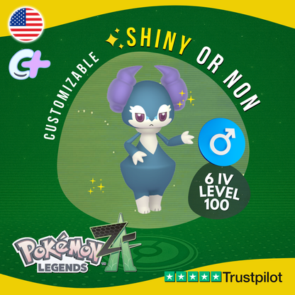 Indeedee Male Shiny or Non 6IV Pokémon Legends Z-A Competitive Customizable ZA Z