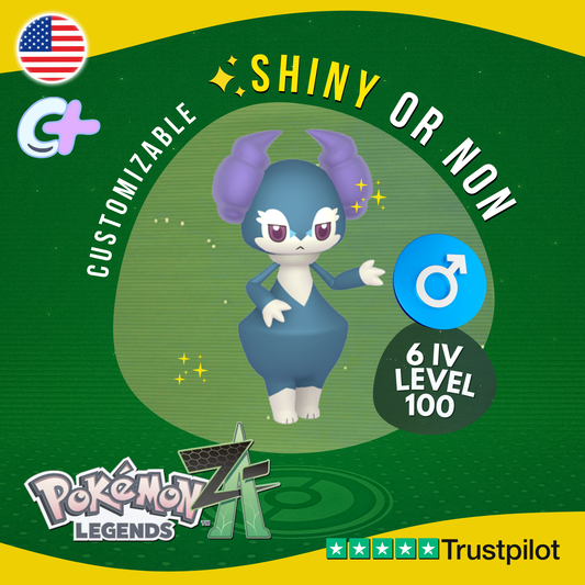 Indeedee Male Shiny or Non 6IV Pokémon Legends Z-A Competitive Customizable ZA Z