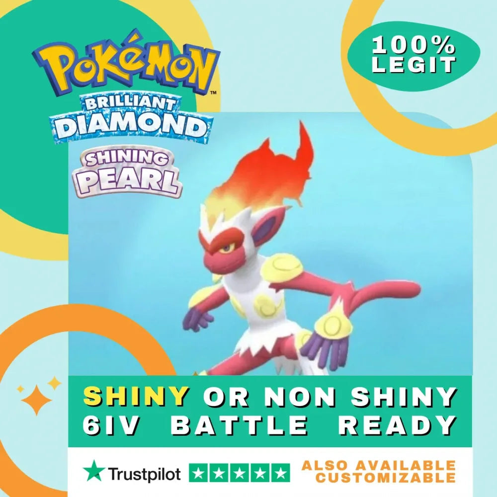 Infernape Shiny ✨ or Non Shiny Pokémon Brilliant Diamond Shining Pearl Battle Ready 6 IV Competitive 100% Legit Level 100 Customizable Custom OT by Shiny Living Dex | Shiny Living Dex