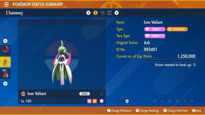 Iron Valiant Unrivaled Tera Raid Event Mightiest Mark 6IV Pokémon Scarlet Violet