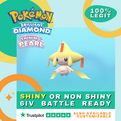 Jirachi Level Battle Ready 6 IV Pokémon Diamante Perla Diamond Pearl ✨ or Non Shiny Pokémon Brilliant Diamond Shining Pearl Battle Ready 6 IV Competitive 100% Legit Level 100 Customizable Custom OT by Shiny Living Dex | Shiny Living Dex