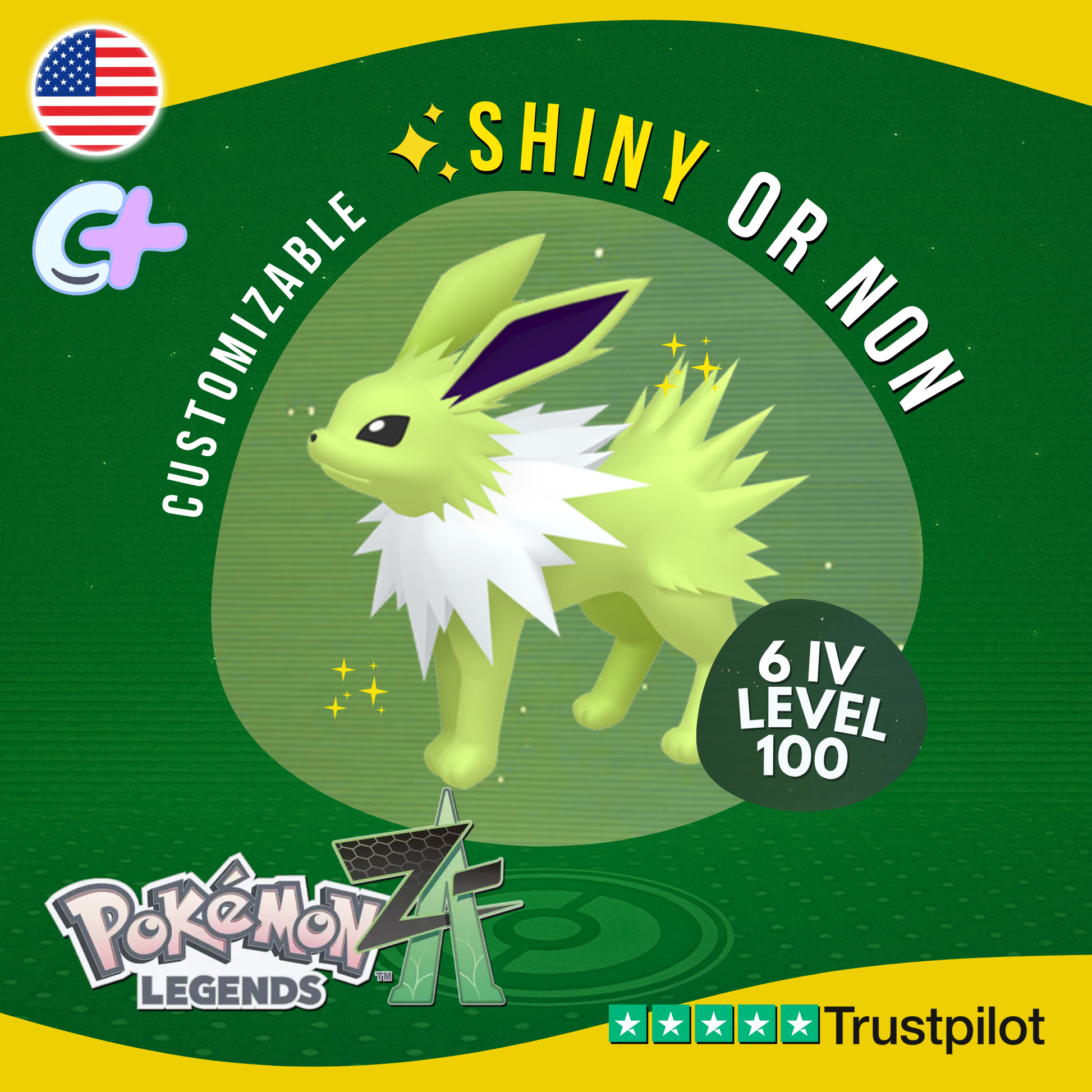 Jolteon Shiny or Non ✨6 IV Pokémon Legends Z-A Competitive Customizabl – Shiny Living Dex