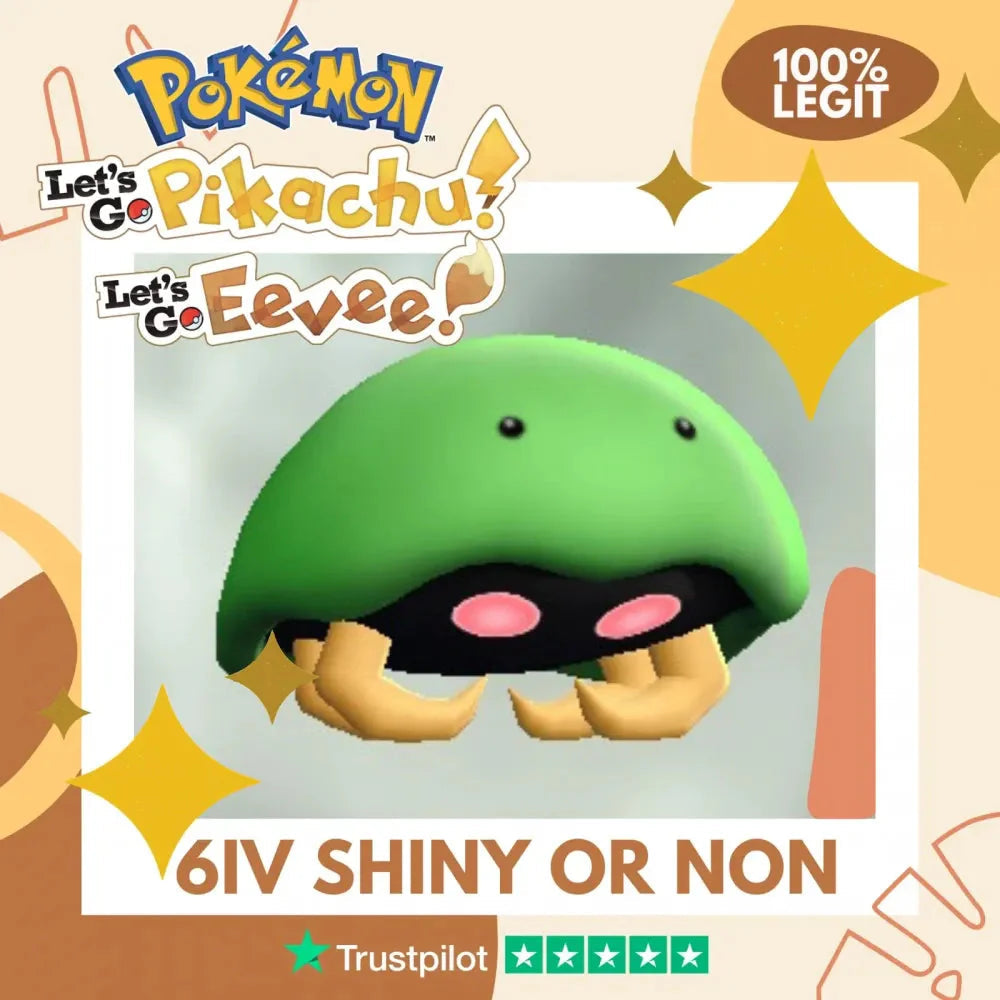Kabuto Shiny ✨ or Non Shiny Pokémon Let's Go Pikachu Eevee Level 1 Legit 6 IV 100% Legal from GO Park Customizable Custom OT by Shiny Living Dex | Shiny Living Dex