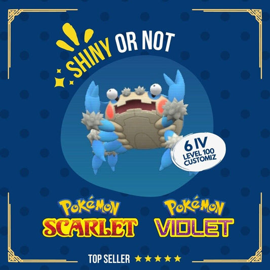 Klawf Shiny or Non ✨ 6 IV Competitive Customizable Pokémon Scarlet Violet by Shiny Living Dex | Shiny Living Dex