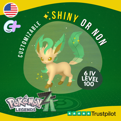 Leafeon Shiny or Non ✨6 IV Pokémon Legends Z-A Competitive Customizable ZA Z A
