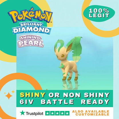 Leafeon Shiny ✨ or Non Shiny Pokémon Brilliant Diamond Shining Pearl Battle Ready 6 IV Competitive 100% Legit Level 100 Customizable Custom OT by Shiny Living Dex | Shiny Living Dex
