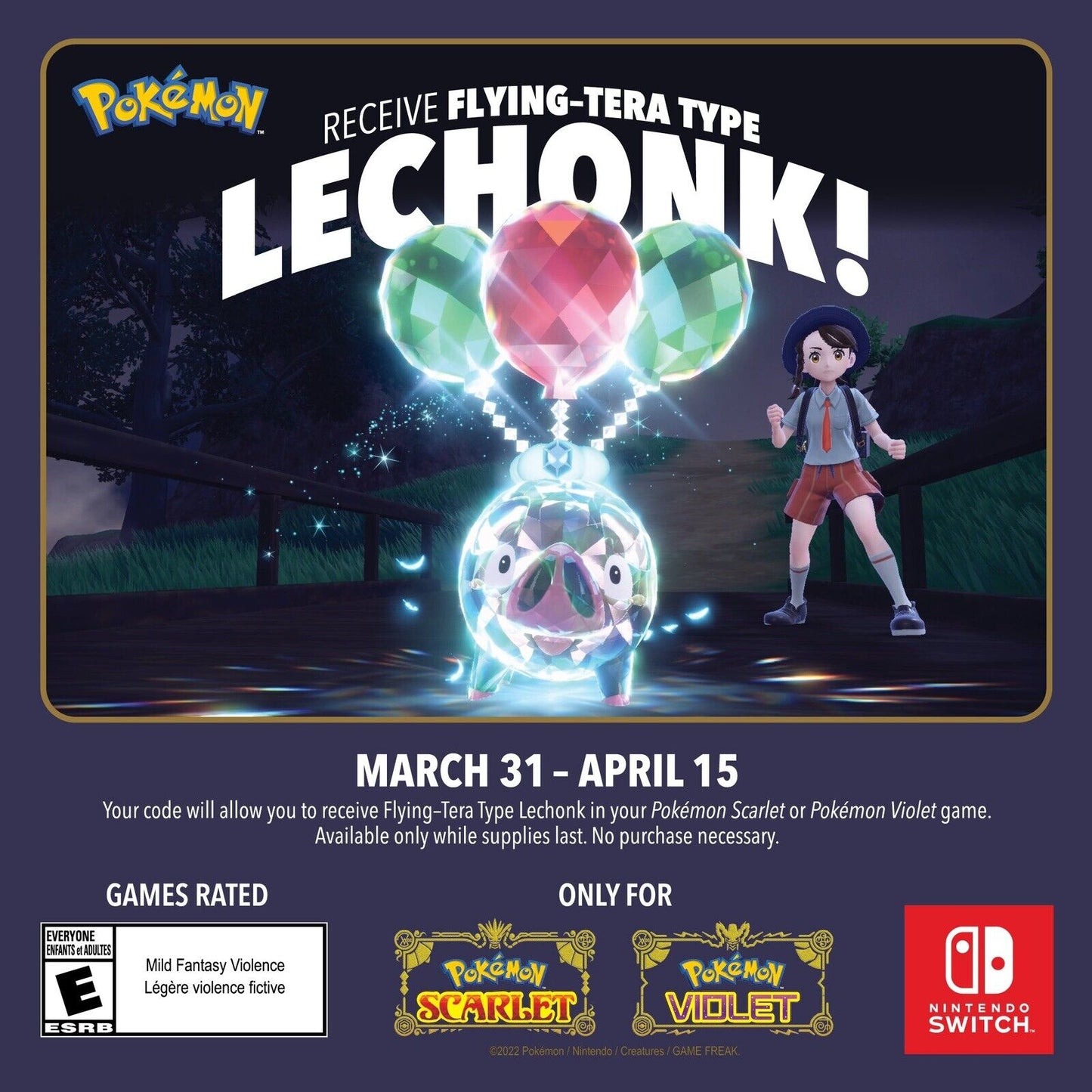 Lechonk Event Flying Tera Type Event Gamestop Untouched Pokémon Scarlet Violet Non shiny Level 15 by Shiny Living Dex | Shiny Living Dex