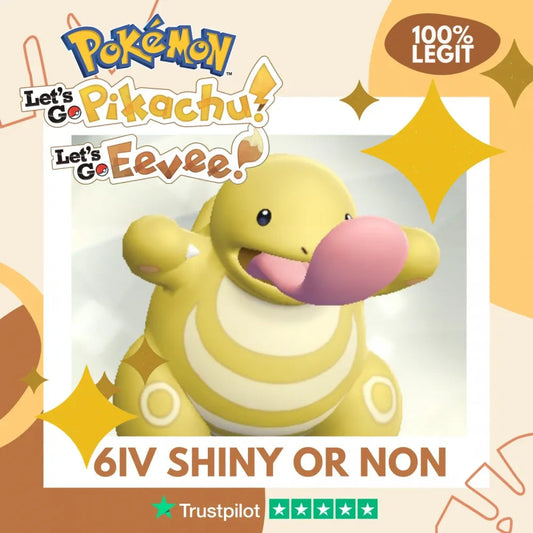 Lickitung Shiny ✨ or Non Shiny Pokémon Let's Go Pikachu Eevee Level 100 Competitive Battle Ready 6 IV 100% Legit Legal Customizable Custom OT by Shiny Living Dex | Shiny Living Dex